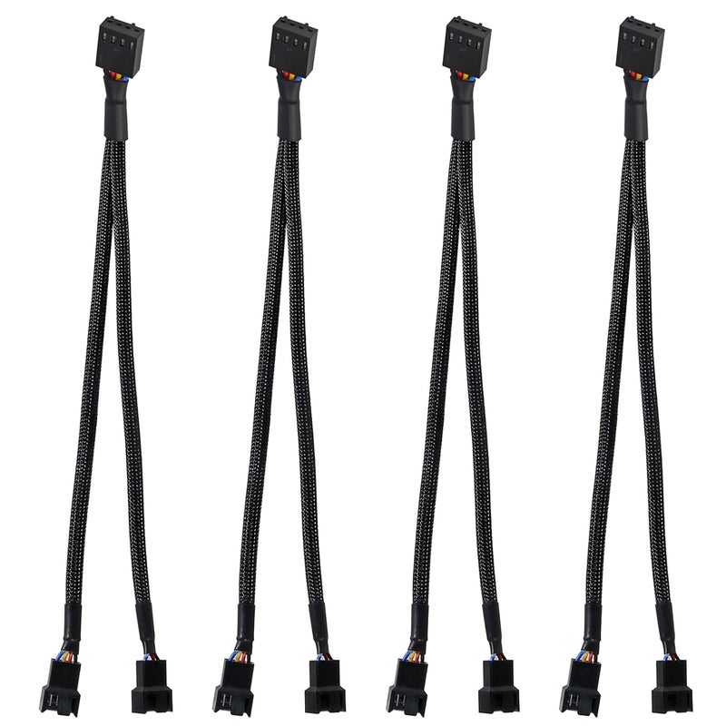ACEIRMC 4pcs 4 Pin PWM Fan Splitter Cable 1 to 2 Converter, Computer PC PWM Fan Splitter Cable for Computer ATX Case 4-Pin/3-Pin Cooling (1 to 2) - Image 1
